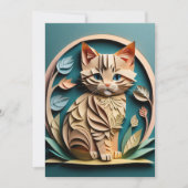Invitation T-shirt design en papier 3D Art Kitten (Devant)
