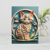 Invitation T-shirt design en papier 3D Art Kitten (Debout devant)