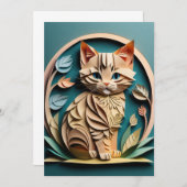 Invitation T-shirt design en papier 3D Art Kitten (Devant / Derrière)