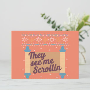 Invitation T-shirt drôle et laid de Hanukkah See Me Scrollin