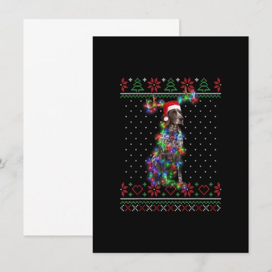Invitation T-shirt drôle pour Noël avec un Pointer Allemand à (Devant / Derrière)