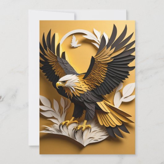 Invitation T-shirt Eagle 3D Paper Art Design (Devant)