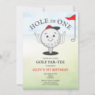 Invitation T-shirt Golf Trous en Un 1er Anniversaire Par-Tee