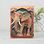Invitation T-shirt Indian Elephant 3D Paper Art Design (Debout devant)
