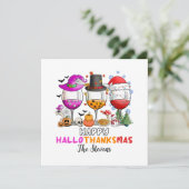 Invitation T-Shirt Joyeux Hallowthanksmas Verre à Vin (Debout devant)