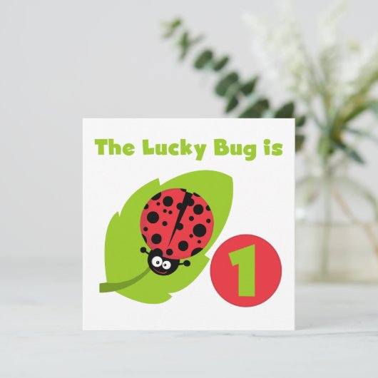 Invitation T-shirts et cadeaux Lucky Bug 1er anniversaire (Debout devant)