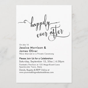 Invitation T typographie de "Heureux pour toujours", réceptio