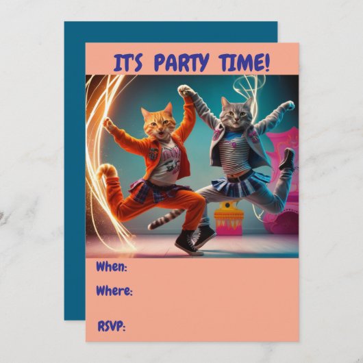 Invitation Tabbies dansants (Devant / Derrière)