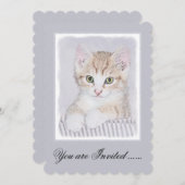 Invitation Tabby Orange Kitten Peinture - Art Chat original (Devant / Derrière)