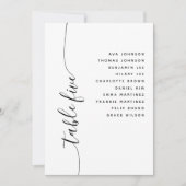 Invitation Table 5 Vertical Script Wedding Seating Chart Card (Devant)