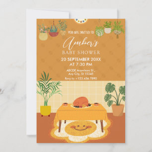 Invitation Table à manger avec baby shower plante