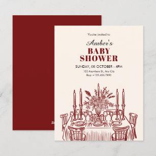 Invitation Table à manger classique pour baby shower