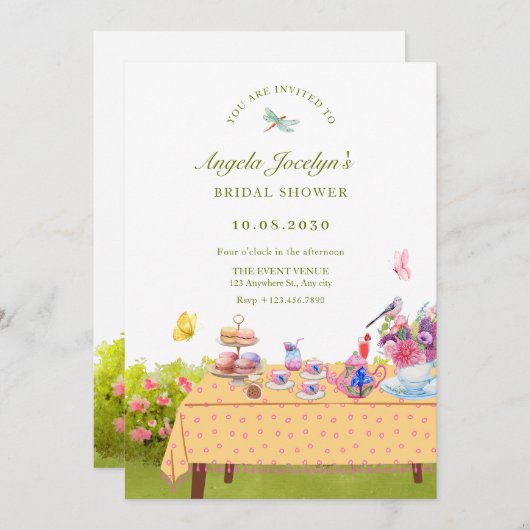 Invitation Table à manger jardin nature douche nuptiale (Devant / Derrière)