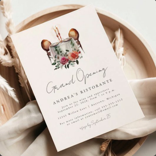 Invitation Table aquarelle pour deux pour l'ouverture du gran