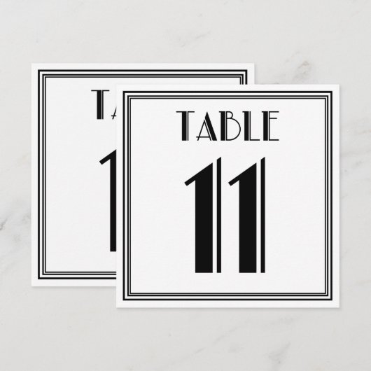 Invitation Table Art Déco numéro 11 (Devant / Derrière)