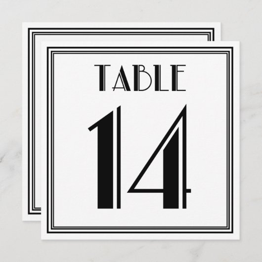 Invitation Table Art Déco numéro 14 (Devant / Derrière)