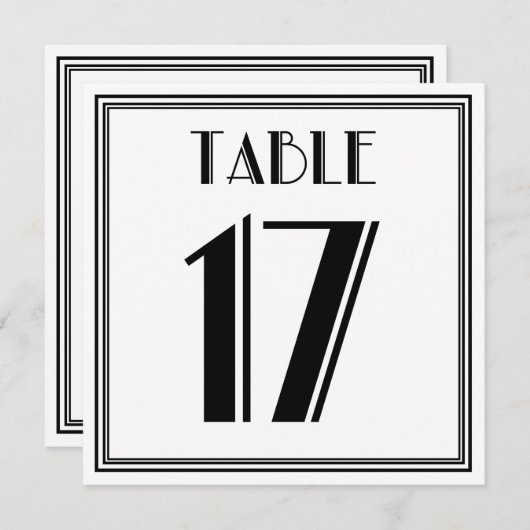 Invitation Table Art Déco numéro 17 (Devant / Derrière)