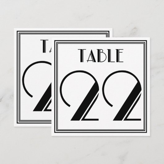 Invitation Table Art Déco numéro 22 (Devant / Derrière)