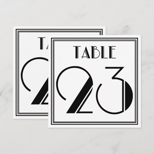 Invitation Table Art Déco Numéro 23 (Devant / Derrière)