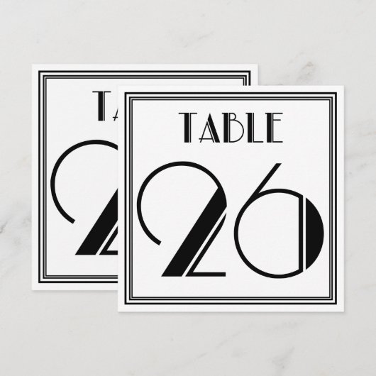 Invitation Table Art Déco Numéro 26 (Devant / Derrière)