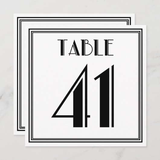 Invitation Table Art Déco Numéro 41 (Devant / Derrière)