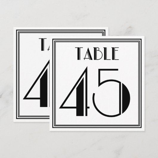 Invitation Table Art Déco Numéro 45 (Devant / Derrière)