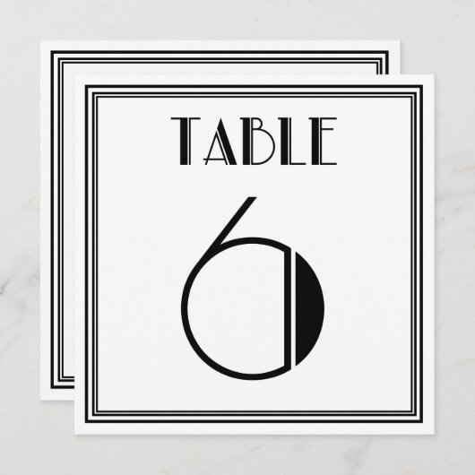 Invitation Table Art Déco numéro 6 (Devant / Derrière)