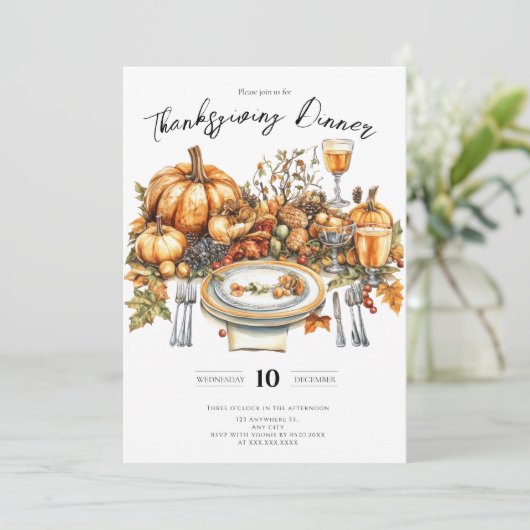 Invitation Table Bountiful Diner d'action de grâces Citrouill (Debout devant)