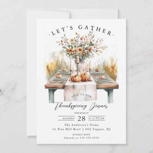 Invitation Table Bountiful Diner de Thanksgiving (Devant)