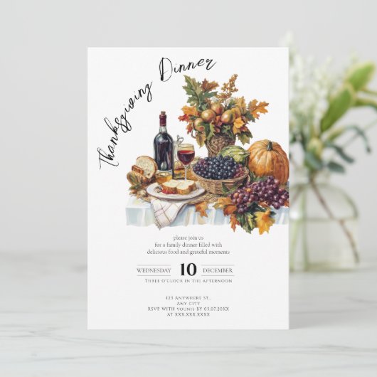Invitation Table Bountiful Rustic Thanksgiving Diner Citrouil (Debout devant)