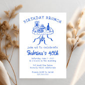 Invitation Table Buffet de fête d'anniversaire main tiré pers