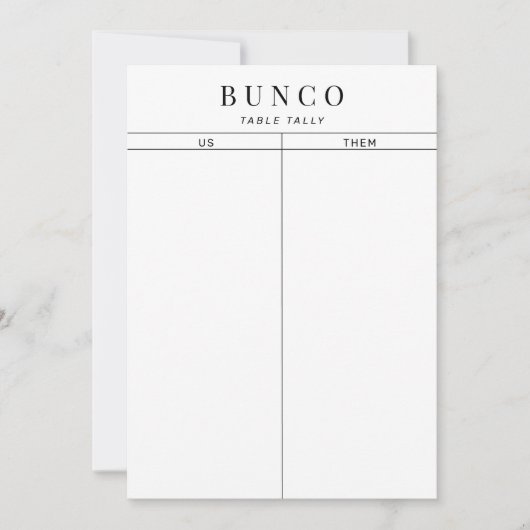 Invitation Table Bunco simple noir et blanc (Devant)
