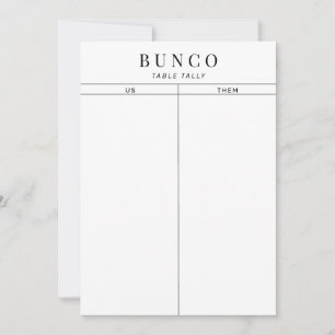 Invitation Table Bunco simple noir et blanc
