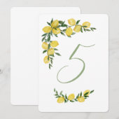 Invitation Table citron numéro cinq (Devant / Derrière)