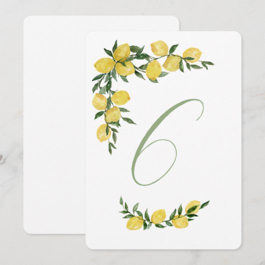 Invitation Table citron numéro six (Devant / Derrière)