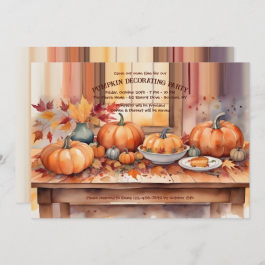 Invitation Table citrouille (Devant / Derrière)