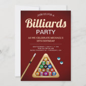 Invitation Table de billard rouge Snooker Fête d'anniversaire (Devant)