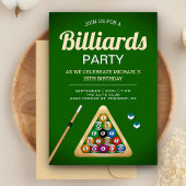 Invitation Table de billard vert Billard Snooker Anniversaire