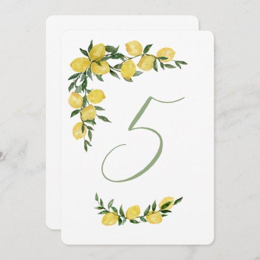 Invitation Table de citron numéro cinq (Devant / Derrière)