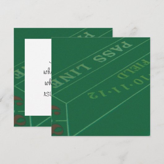 Invitation Table de craps pour joueurs (Devant / Derrière)