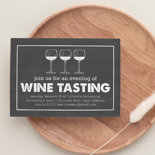 Invitation Table de dégustation de vin noir & blanc