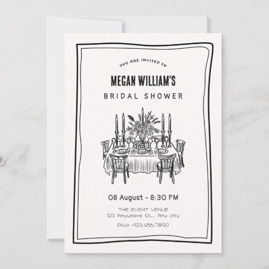 Invitation Table de dîner douche nuptiale (Devant)