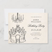 Invitation Table de dîner minimaliste d'anniversaire (Devant)