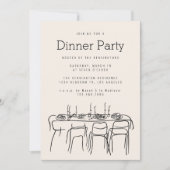 Invitation Table de dîner Party Moderne Dessin au trait simpl (Devant)