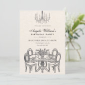 Invitation Table de dîner vintage pour anniversaire (Debout devant)