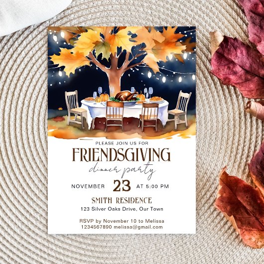 Invitation Table de jardin de Thanksgiving sous les étoiles