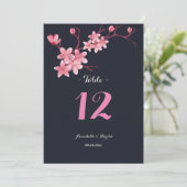 Invitation table de mariage aux fleurs de cerisier (Debout devant)