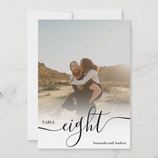 Invitation Table de mariage de photos de noms de script de su (Devant)