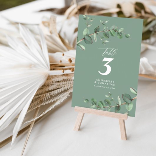 Invitation Table de mariage élégant au budget vert sauge euca