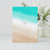 Invitation Table de mariage élégant de plage à l'aquarelle sa (Debout devant)